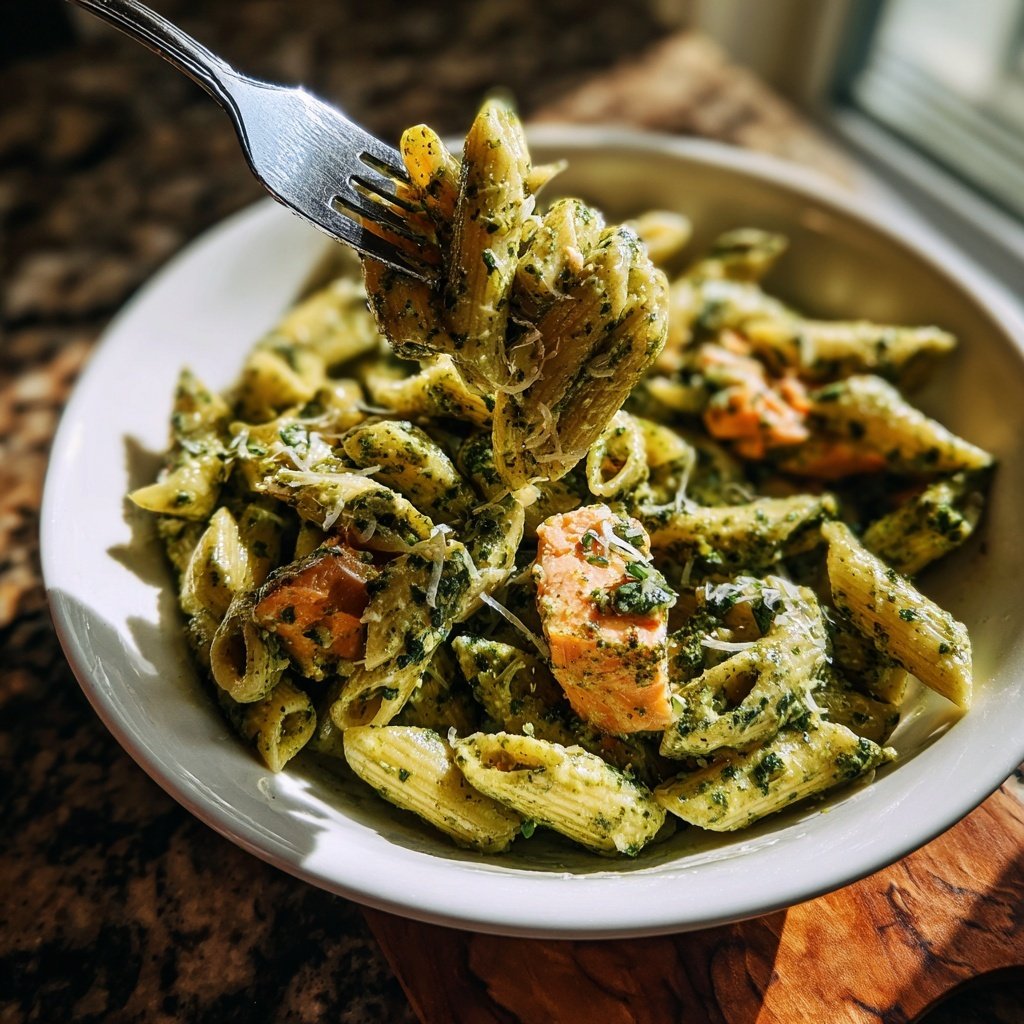 Pesto Salmon Penne Pasta